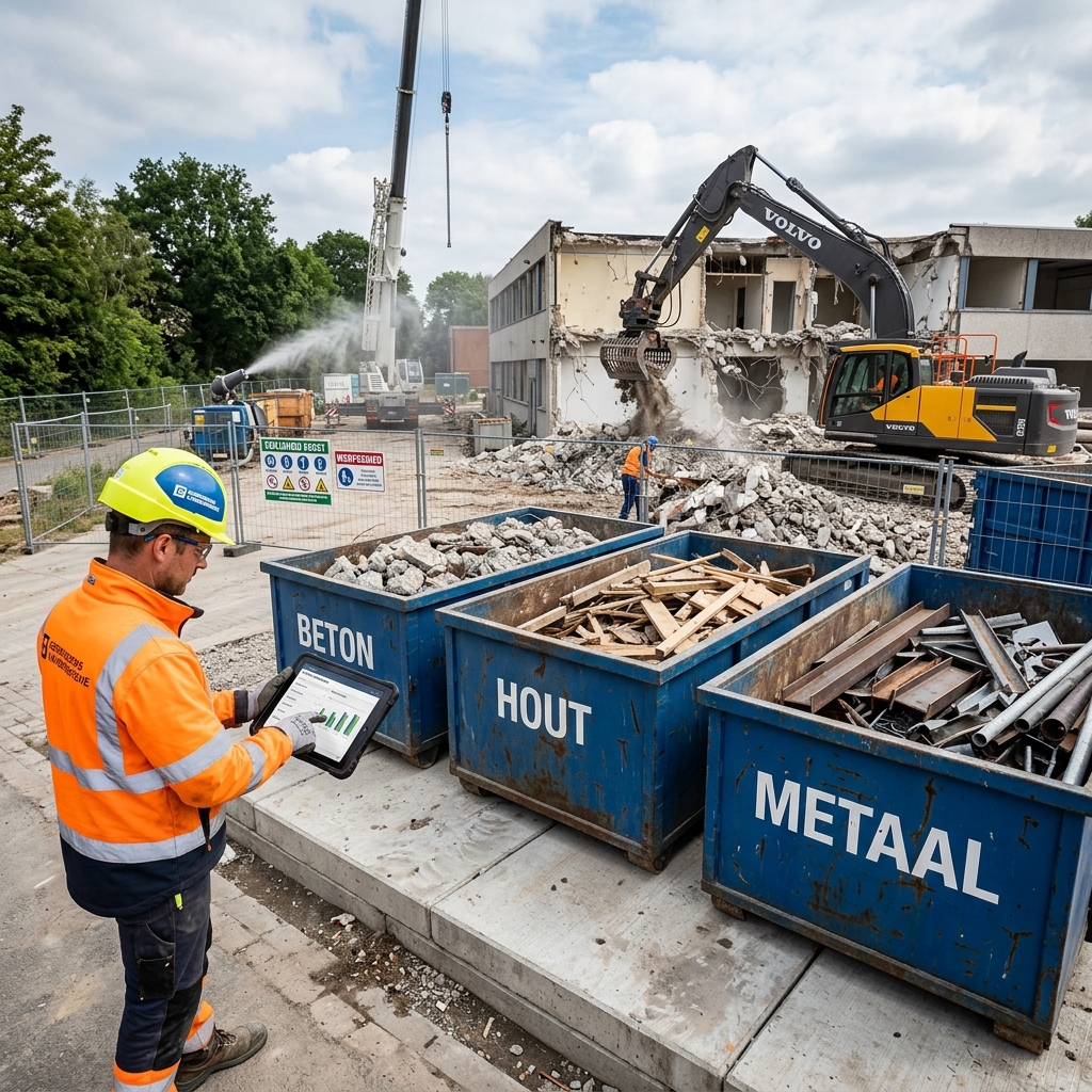 Selectieve sloop en materiaalscheiding in puincontainers